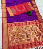Purple Color Heavy Paithani Silk Traditional Saree