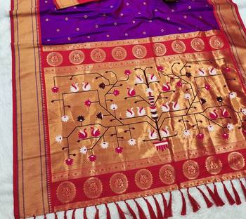 Purple Color Heavy Paithani Silk Traditional Saree 2