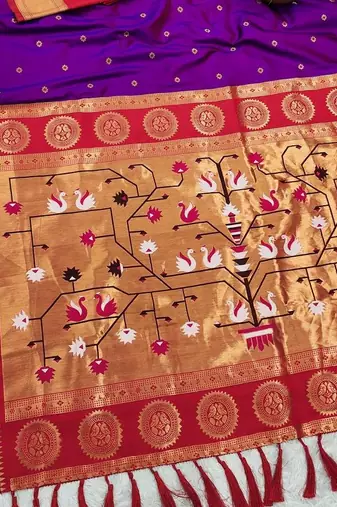 Purple Color Heavy Paithani Silk Traditional Saree