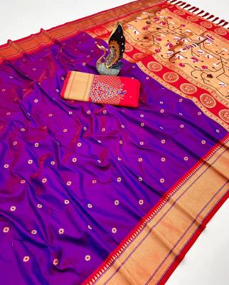 Purple Color Heavy Paithani Silk Traditional Saree 3