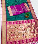 Emerald Green Color Heavy Paithani Silk Traditional Saree