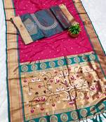Rani Pink Color Heavy Paithani Silk Traditional Saree