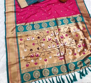 Rani Pink Color Heavy Paithani Silk Traditional Saree 2
