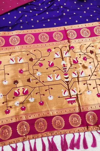 Navy Blue Color Heavy Paithani Silk Traditional Saree