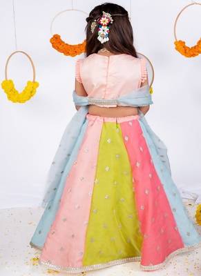 Multicolor embroidered cotton silk lehenga 4