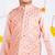 Peach embroidered cotton silk nehru jacket set