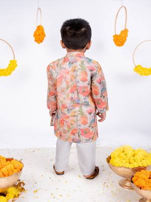 Multicolor printed cotton silk kurta pyjama 2