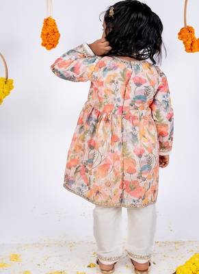 Multicolor embroidered cotton silk kurta pyjama 2