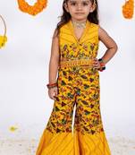 Yellow embroidered cotton co ord set