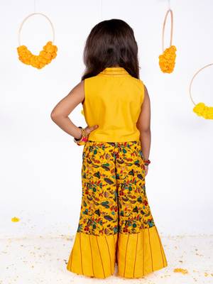 Yellow embroidered cotton co ord set 5