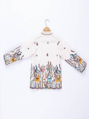 White printed cotton bandhgala set 3