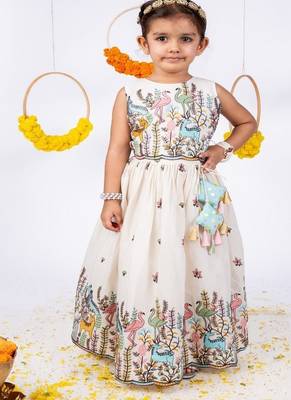 White printed cotton lehenga 3