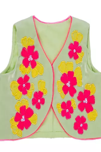 Green embroidered organza lehenga