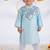 Blue plain cotton silk kurta pyjama
