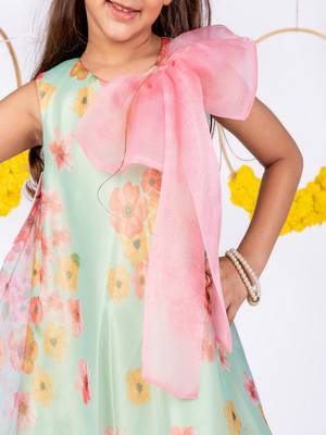 Green printed organza dress 2