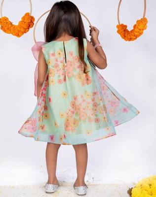 Green printed organza dress 4