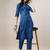 Blue Embroidered art silk neck kurti with pant 