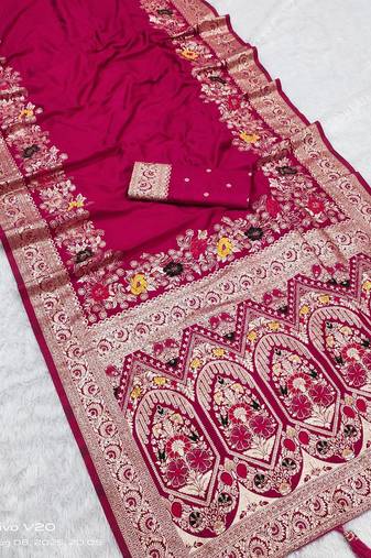 Rani Pink Color Designer Soft Dola Silk Saree
