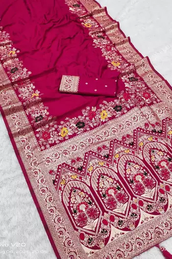 Rani Pink Color Designer Soft Dola Silk Saree