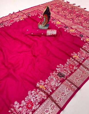Rani Pink Color Designer Soft Dola Silk Saree 3