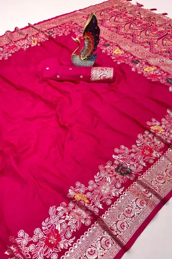 Rani Pink Color Designer Soft Dola Silk Saree