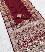 Maroon Color Designer Soft Dola Silk Saree