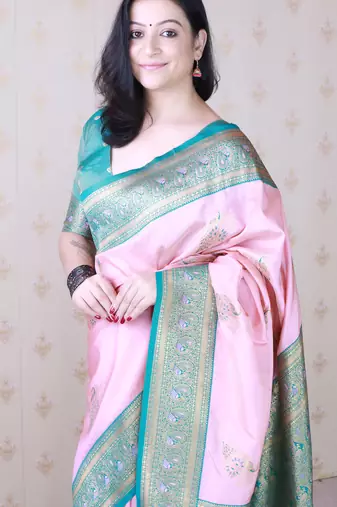 Soft silk banarasi peacock zari woven saree