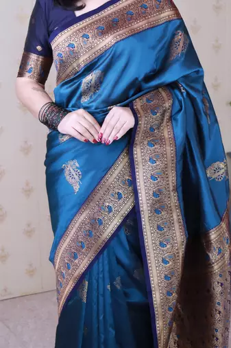 Soft silk banarasi peacock zari woven saree