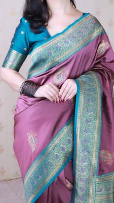 Soft silk banarasi peacock zari woven saree 3