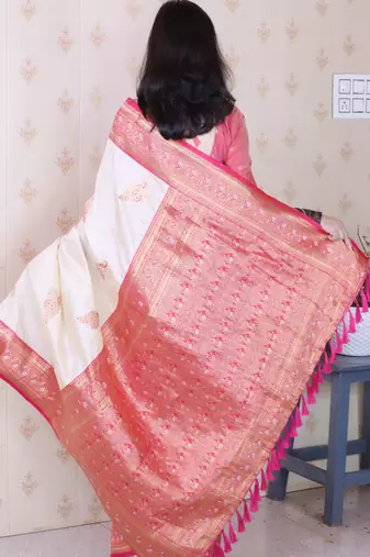 Soft silk banarasi peacock zari woven saree