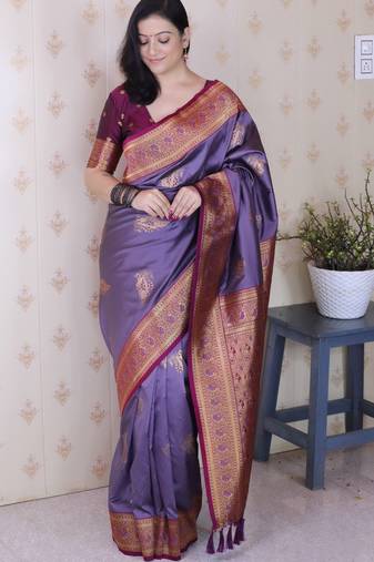 Soft silk banarasi peacock zari woven saree