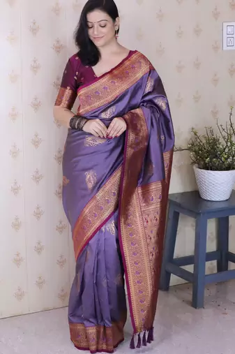 Soft silk banarasi peacock zari woven saree