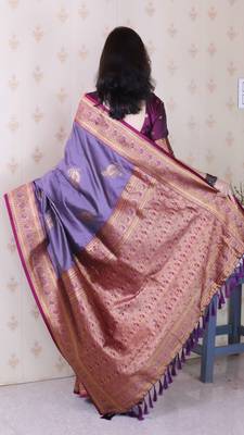 Soft silk banarasi peacock zari woven saree 3
