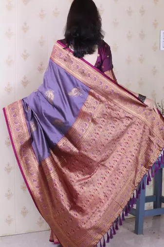 Soft silk banarasi peacock zari woven saree