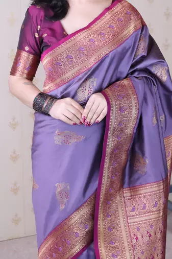 Soft silk banarasi peacock zari woven saree