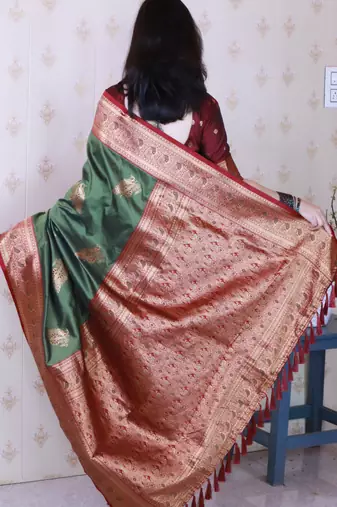 Soft silk banarasi peacock zari woven saree