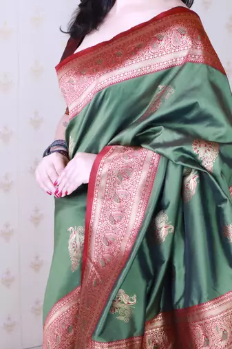 Soft silk banarasi peacock zari woven saree