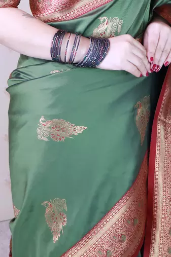 Soft silk banarasi peacock zari woven saree