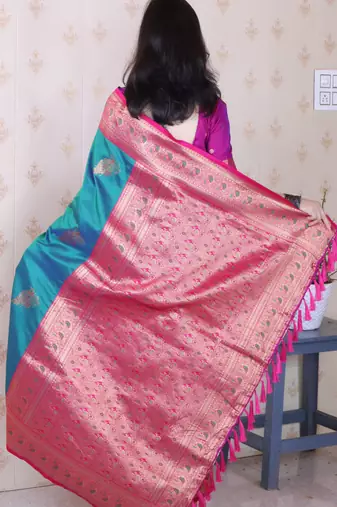 Soft silk banarasi peacock zari woven saree