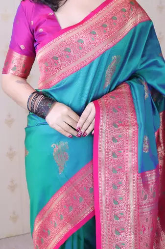 Soft silk banarasi peacock zari woven saree