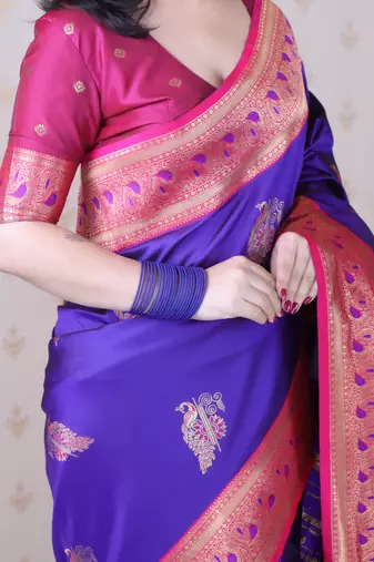 Soft silk banarasi peacock zari woven saree