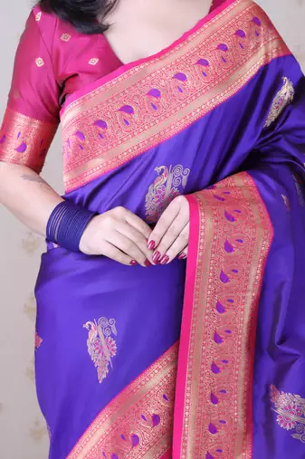 Soft silk banarasi peacock zari woven saree