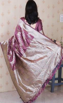 Soft silk banarasi jaal meenakari zari woven saree 3