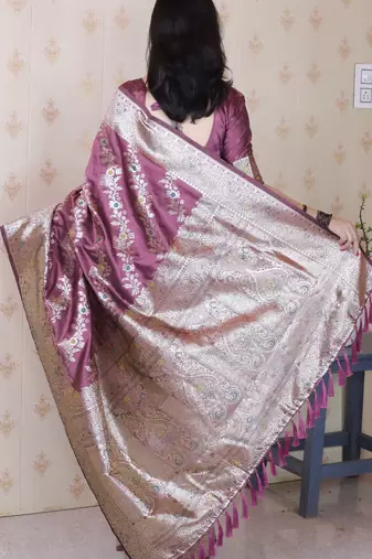 Soft silk banarasi jaal meenakari zari woven saree