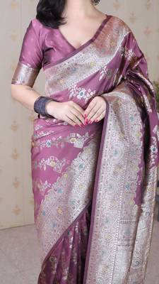 Soft silk banarasi jaal meenakari zari woven saree 4