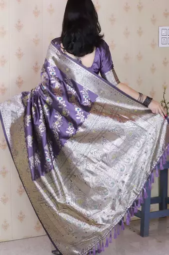 Soft silk banarasi jaal meenakari zari woven saree