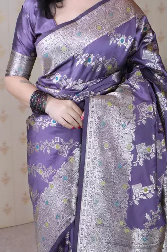 Soft silk banarasi jaal meenakari zari woven saree