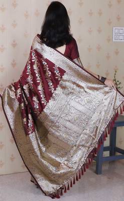 Soft silk banarasi jaal meenakari zari woven saree 4
