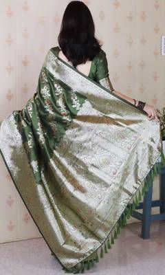 Soft silk banarasi jaal meenakari zari woven saree 3