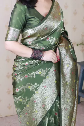 Soft silk banarasi jaal meenakari zari woven saree